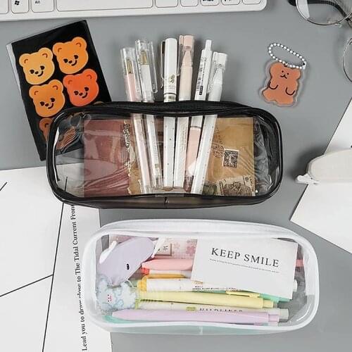 Clear Zipper Pencil Case Large Capacity Stationery Organizer School & Office supplies
