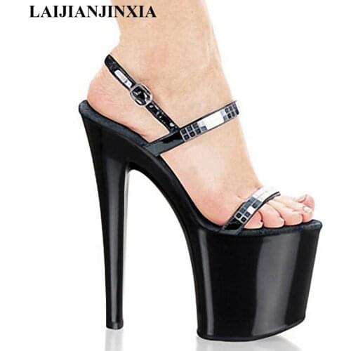 New platform high heel sandals women summer shoes women sandal PU black white black sequins Dance Shoes