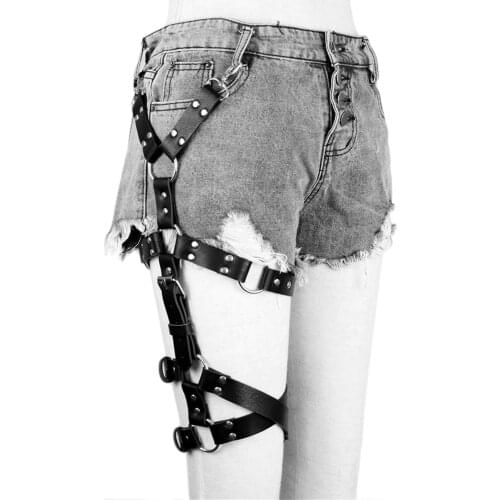 UYEE Creative Sexy Harness Cross Design Adjustable Leather Belts For Women Leg Bondage Garters For Stockings Erotic Belt LP-049