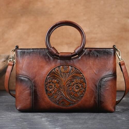 High Quality Leather Women Bag 2020 Winter Retro Handmade Embossed Shoulder Bags Large Capacity Female Messenger Bag Sac A Main