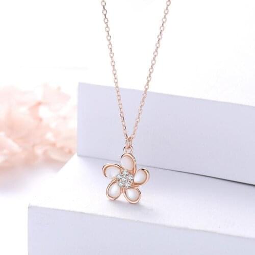 Exquisite Sterling S925 Silver Necklace for Women Plum Blossom Flower Pendant 925 Clavicle Chain Choker Collar Jewelry Femme