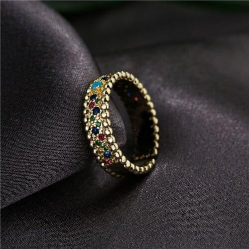Gold Color Vintage Bohemian Ring For Women Girl AAA+ Cubic Zirconia Female Party Jewelry 2021 New Fashion Wedding Ring