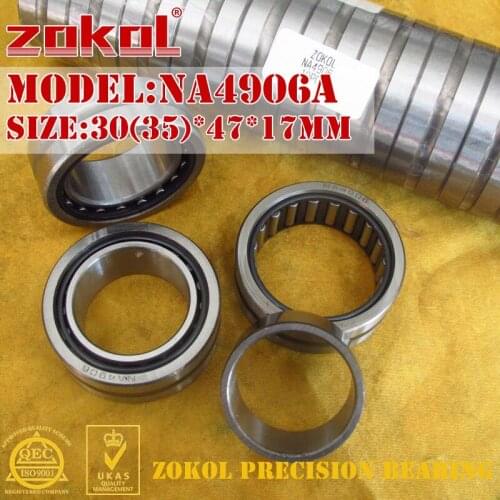 ZOKOL NA4906 A bearing NA4906A Entity ferrule needle roller bearing 30*47*17mm RNA4906A 35*47*17mm