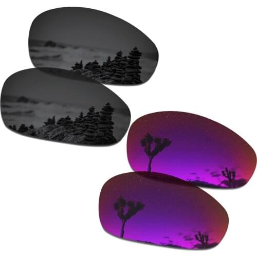 SmartVLT 2 Pairs Polarized Sunglasses Replacement Lenses for Oakley Juliet Stealth Black and Midnight Sun