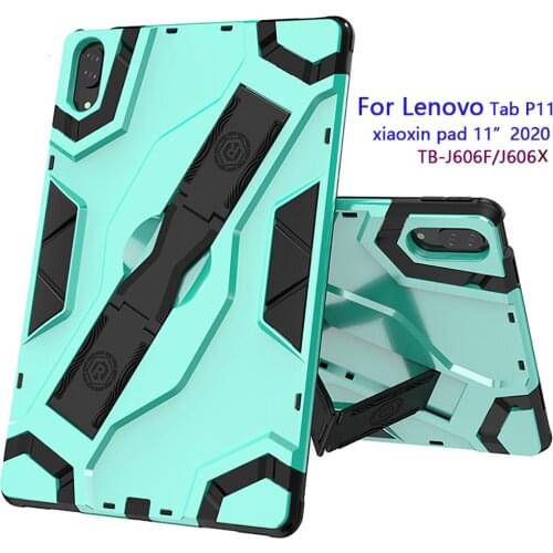 2020 Case for Lenovo Tab P11(11")TB-J606F/TB-J606X,Three Layer Hybrid Hard Shockproof Cover,Rugged TPU+PC Armored Bracket Cover