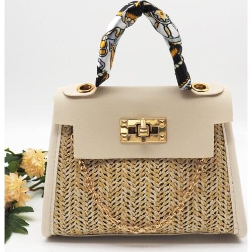 Cross-border 2021 New Womens Summer Girl Bag Pastoral Wind Woven Bag Retro Hand-made Straw Bag Fashion Stiletto Bag
