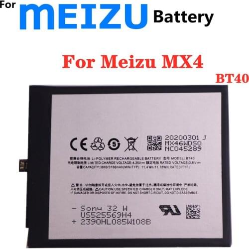 3100mAh BT40 Battery For Meizu MX4 M460 M461 Mobile Phone Replacement Battery High Capacity Batteries