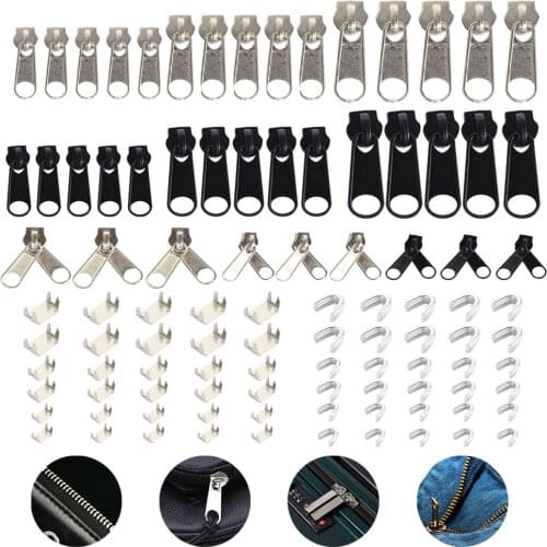 84Pcs/Set Fix Zipper Slider Zipper Head Universal Kit Replacement For Broken / Wearable Instant Repair Sewing Craft Bulk Tool