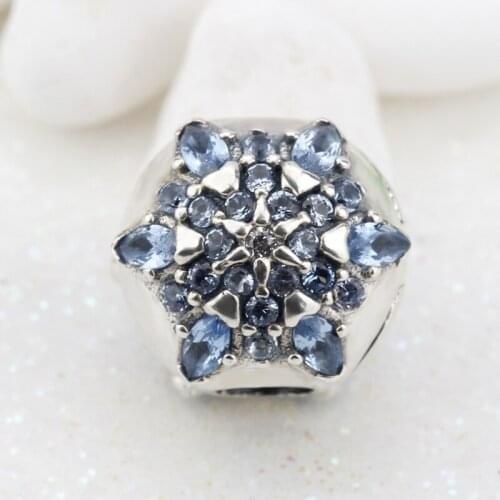 925 Sterling Silver Crystalized Snowflake Multi-Colored Crystal Clear CZ Clip Charms Fit Pandora Bracelet Bangle DIY Accessories