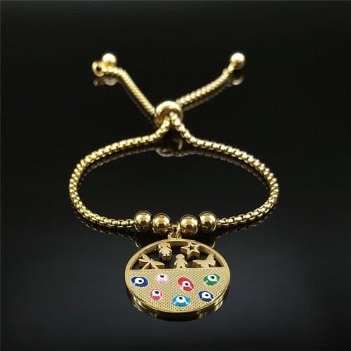 Family Stainless Steel Colorful Turkey Eye Boy Dragonfly Butterfly Beads Bracelets Women/Men Charm Bracelets Jewelry B5234S01