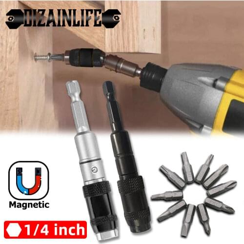 1/4 "Hex Magnetic Screw Drill Tip Quick Change Locking Bit Holder Drill Screw Tool Drive Guide Drill Bit Extension Rod Wood Tool