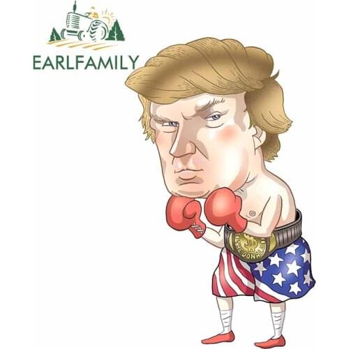 EARLFAMILY 13cm x 8.1cm for Donald Trump Fighter Car Stickers VAN Anime Decal Windshield Waterproof Occlusion Scratch Graphics