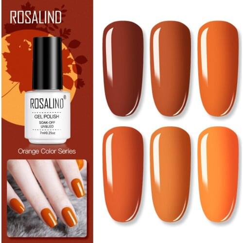 ROSALIND Gel Nail of 7ml Pure Color Series Bright Nail For Design for Manicure Soak Off Semi Permanent Nail Art Need LED/UV Lamp