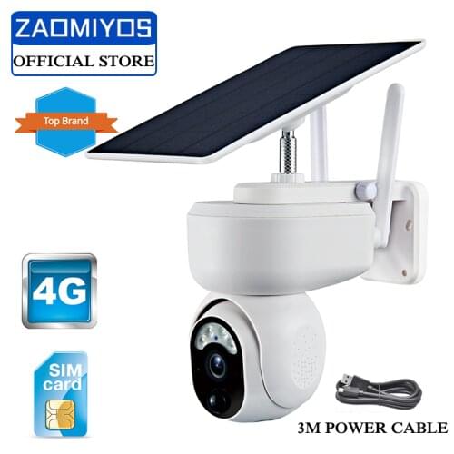 NEW 4G LTE FDD GSM SIM card IP Camera WiFi 1080P 3MP Surveillance Outdoor Solar Camera Motion Detection Digital Zoom PTZ camera