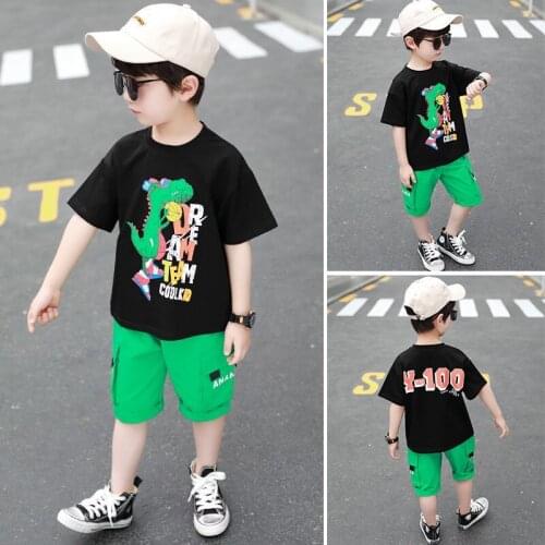 Boy Suits Summer Clothes New Korean Handsome Kids Clothing Sets Childrens Short Sleeve + Shorts Boys Five Point Pants Clothing