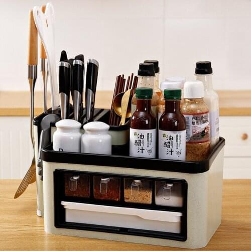 Kitchen Shelves Knife Holder Supplies Household Daquan Stove Countertop Seasoning Bottle Seasoning Jar Storage Shelf Chopsticks