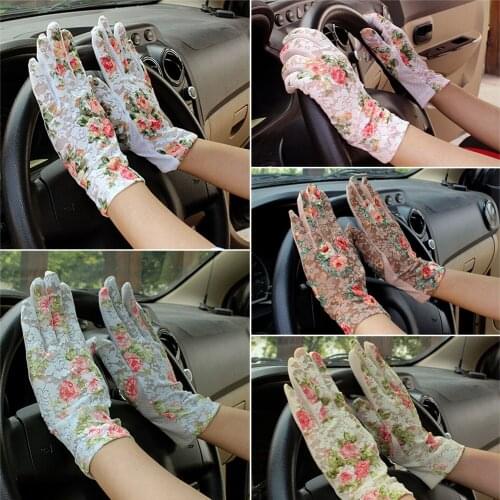 Summer Sun Protection Short Lace Anti-Skid Driving Riding Gloves For Women Fashion Lace Summer Driving Gloves