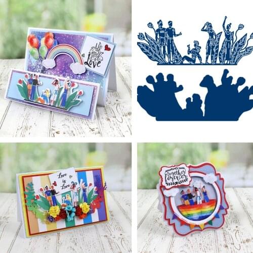 2021 HOT NEW People playing among the flowers and plants Cutting Dies Scrapbook Diary Decoration Stencil Embossing Template DIY