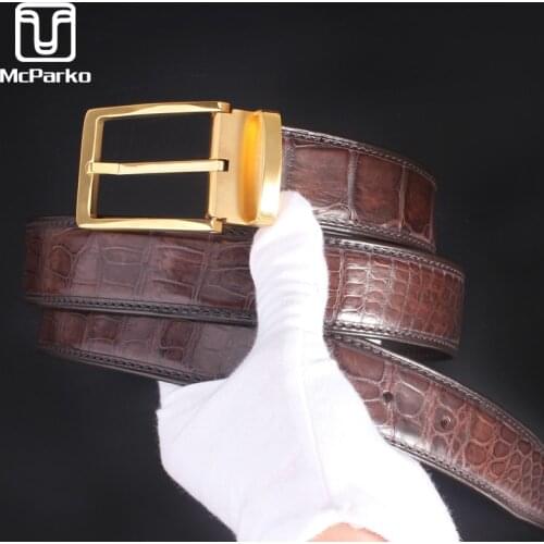 McParko Crocodile Belt For Men Genuine Leather Belt Crocodile Belly Skin With Stainless Steel Buckle Special Sale ONLY ONE