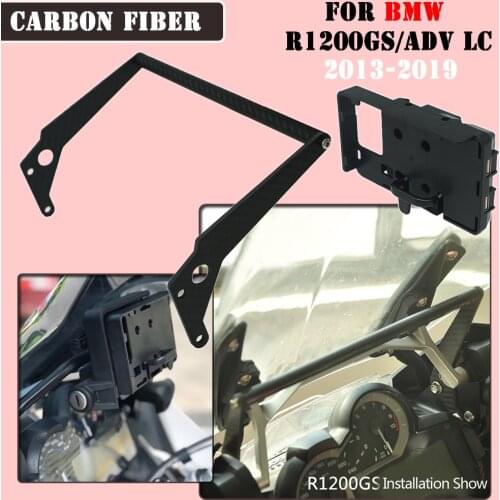 Motorcycle USB Charging 12MM Mount Set Carbon Fiber Mobile Phone Navigation Bracket For R1200GS LC R1200GS Adventure 2013-2019