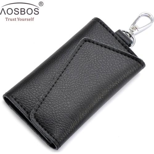 Unisex Hasp Genuine Leather Car Key Wallet Men High Quality Solid Keys Holder Case Waterproof Candy Color Key Bag for Ladies