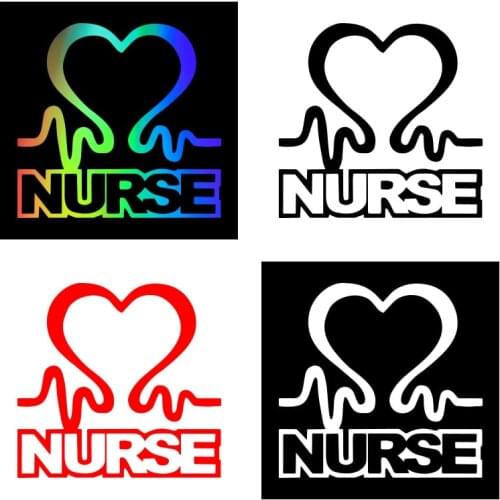 Love Nurse Stickers Heart Vinyl Window Car laptop motorcycle Decal Cardiac Love Emt Lpn Rn Work Sticker 13x11.5cm