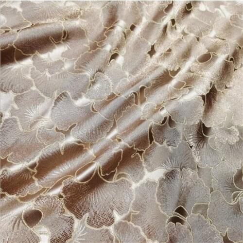 NCF1102 Pink/Blue/Grey/Coffee/Goden Ginkgo Biloba Leaves Jacquard Brocade Fabric Jackets Home Textiles Curtain DIY Materials