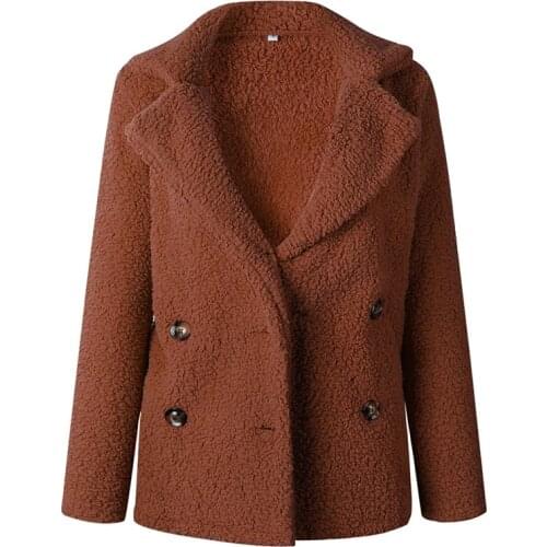NEWDISCVRY 2020 Casual Teddy Coat Winter Fleece Plus Size Warm Thick Faux Fur Jacket Coat Women Pockets Plush Overcoat Outwear