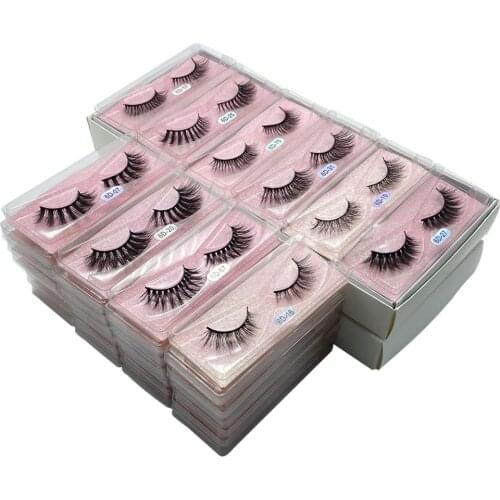 Mink Lashes Pack 10/50pcs Wholesale Lashes Bulk Fluffy Mink Eyelashes Wispy Natural Fake Eyelashes Box Case Faux Cils Magnetique