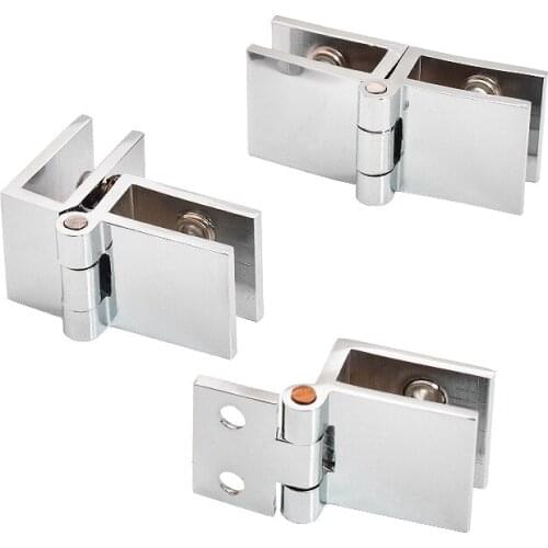 Brand New 4PCS Pure Brass Glass Cabinet Hinges Shopping Mall Jewelry Phone Display Wine Cabinet Door Hinges Chromed for 5~8mm