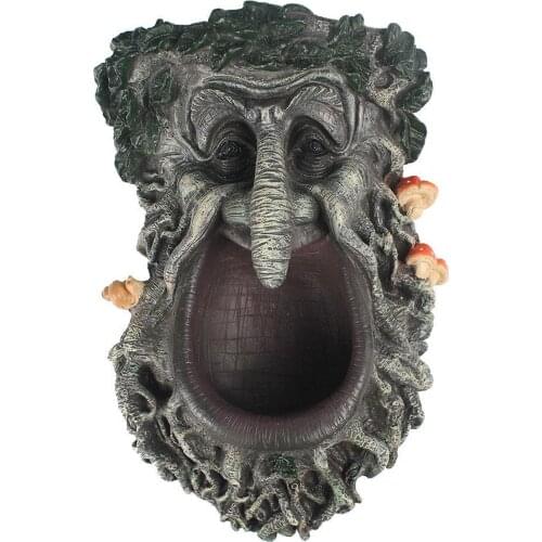 Novelty Tree Face Wild Bird Feeder Old Man Big MouthWhimsical Sculpture Tree