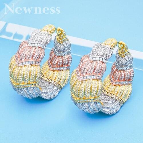 Newness Luxury trendy Hoop Earrings Women Accessories Full Cubic Zirconia Earrings Jewelry pendientes mujer moda