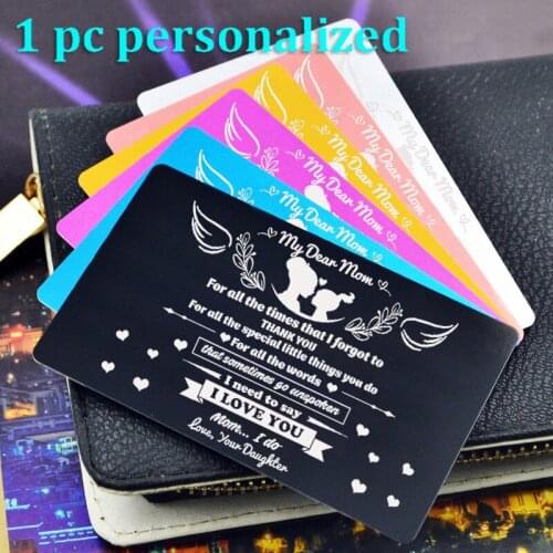 Personalized Metal Wallet Card Insert Custom Laser Engraved Message Card Romantic Gift Dropshipping Love Greeting Card KP006