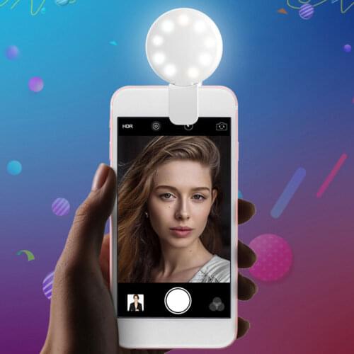 Portable Clip-on Mobile Phone Universal Selfie LED Makeup Enhancing Fill Light Self-timer Lamp USB Charging