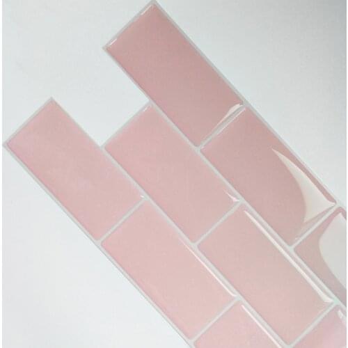 Self Adhesive Waterproof 3D Wall Sticker/Panel for Kitchen Bathroom Vinyl Peel And Stick Splashback Tile Pink Stickers