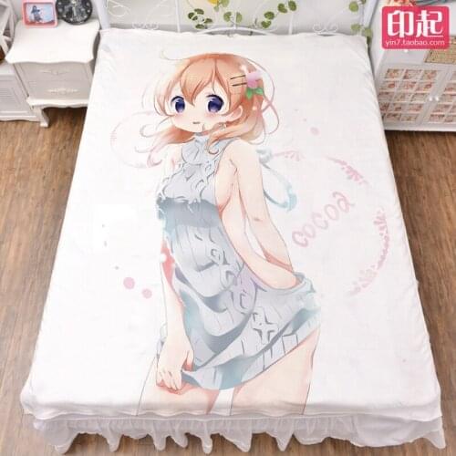 September update Anime Is the Order a Rabbit? Hoto Kokoa & Kafuu Chino bed milk sheet & flannel blanket summer quilt 150x200cm