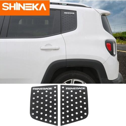 SHINEKA Aluminum Alloy 2 Pcs Car Rear Window Glass Triangle Plate Decoration Cover Trim For Jeep Renegade 2016-2019 Accessories