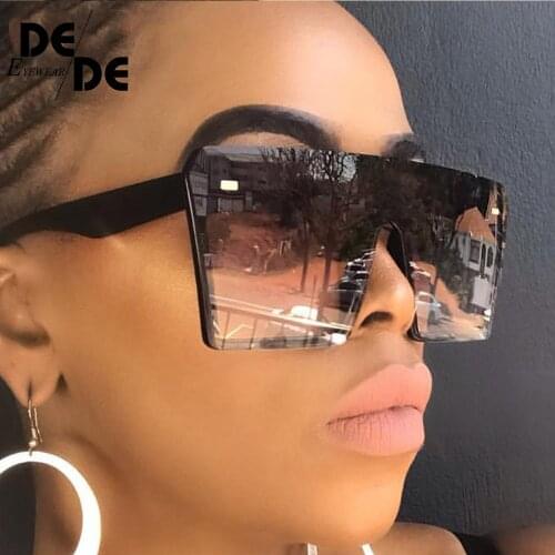 2019 Oversize Square Sunglasses Women Fashion Flat Top Gradient Sun Glasses Men Rimless Large Frame Oculos
