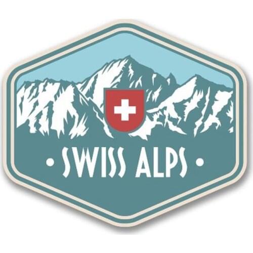 SZWL Swiss Alps Switzerland Vinyl Car Sticker for Travel Luggage Mountains Ski Surf Skateboarding Hip Hop Decals,13cm*9cm