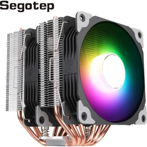 Segotep U6 Twin tower 6 heat pipes Radiator 3pin ARGB 200W TDP PWM Fan LGA2011-3/2011/1366/1200/115X/AM4/AM3 CUP Cooling
