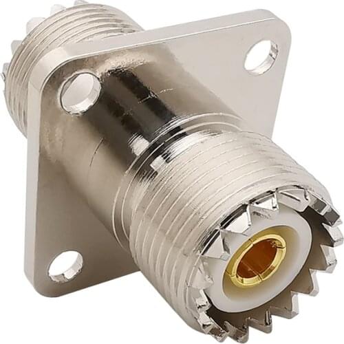 UHF SO-239 PL-259 Female to UHF Female Jack RF Coaxial Connector SO239 PL259 UHF VHF Antenna 4 Hole Flange Panel Mount Adapter