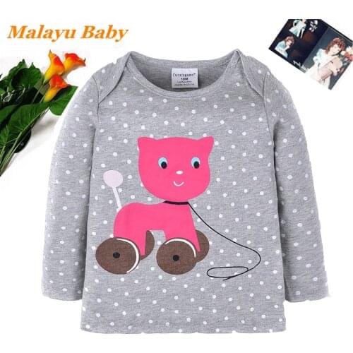 Spring Autumn Baby Girls Long Sleeve T-Shirt 2021 New Cotton Cartoon Striped Patchwork Sweatshirts Kids Boy Clothes Pullover