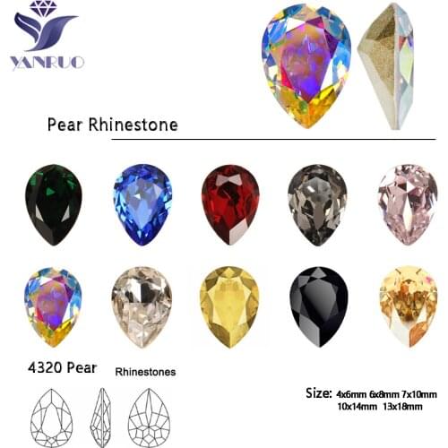 YANRUO 10x14mm 13x18mm 4320 Pear-shaped Jewelry Shine Crystal Beads Diamonds Wedding Evening Dress Decorations Accessories
