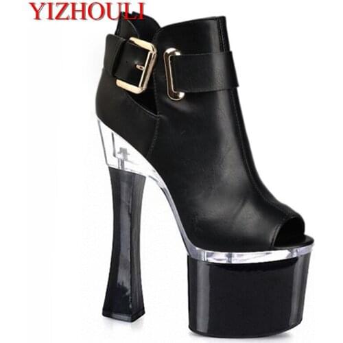 Spring new waterproof platform womens shoes, fashion wine glasses and high help single shoes, chunky and 18cm high heel shoes