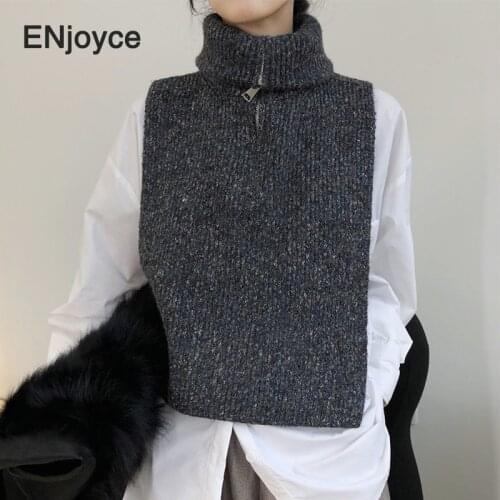 Womens Knitted Cashmere Wool Turtleneck Sweater Vest 2021 Spring Female Sleeveless Waistcoat New Pullover Crop Top Sweaters
