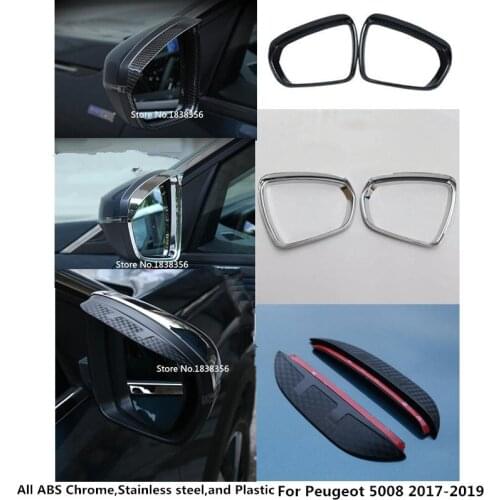 For Peugeot 5008 2017 2018 2019 2020 Car Rear Rearview Side Glass Mirror Trim Frame Rain Shield Sun Visor Shade Eyebrow 2pcs