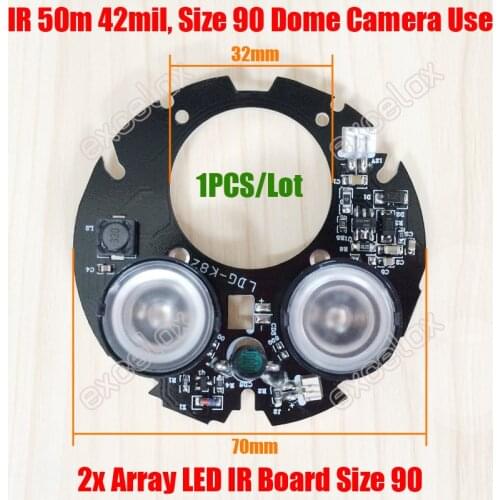DIY 2pcs LED Array 42mil IR 20-50M Round PCB Board Size 90 Infrared Night Vision 850nm for CCTV Security Dome Camera Case Casing
