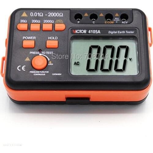 0.01ohm-2000ohm AC 200V VICTOR VC4105A 3 1/2 Earth Ground Resistance Tester Meter
