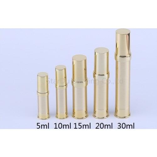 200pcs Empty Airless Gold Bottle Cosmetic Plastic Pump Container Travel Tool Cream Holder Container 5ml 10ml 15ml 20ml 30ml