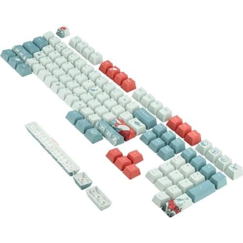 5 Sides Dye-Sublimation 108 Keys OEM PBT Keycaps Full Set Mechanical Keyboard Keycaps Ukiyo-e Sea Waves Keycaps